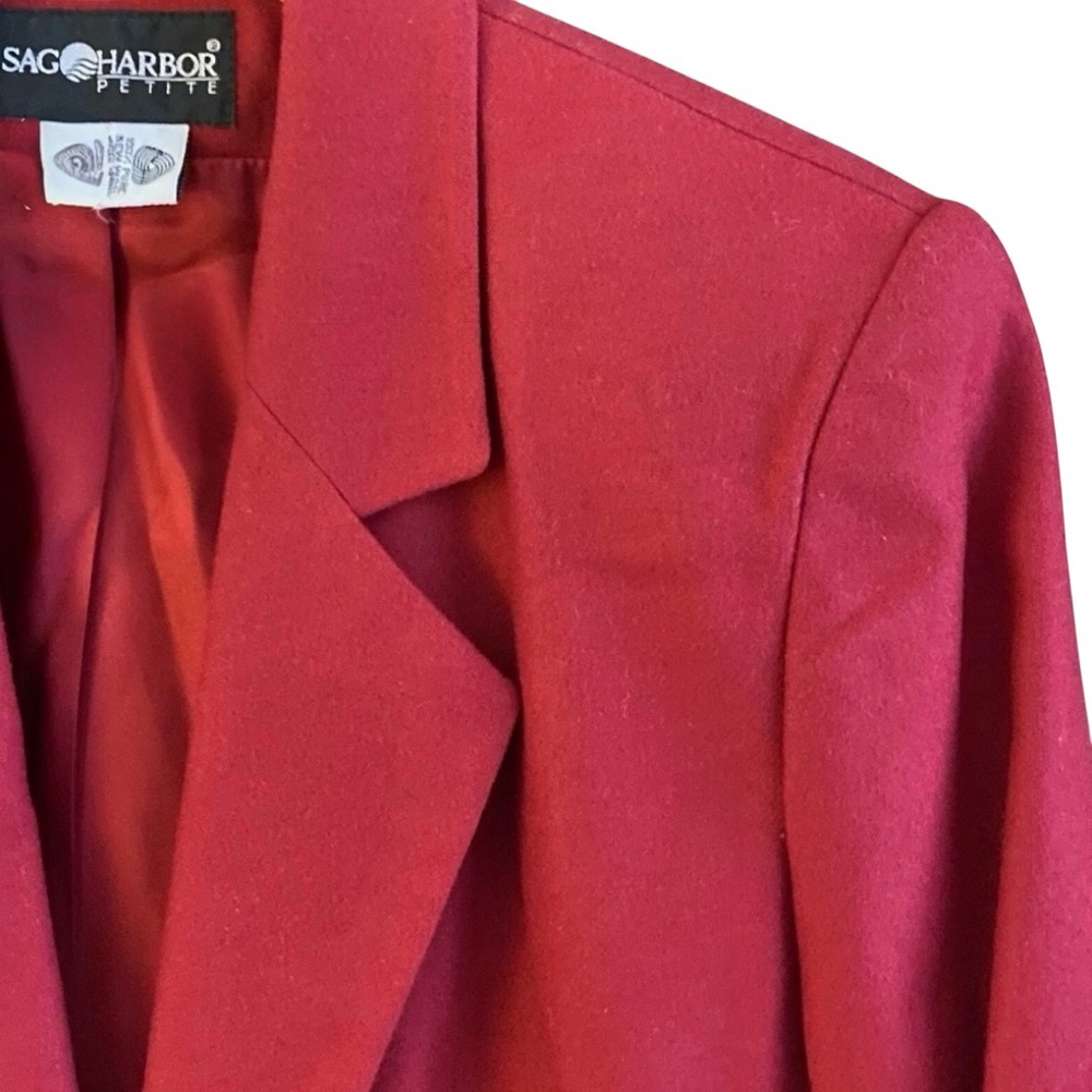 Vintage Sag Harbor Petite Vibrant Red Women's Blazer - Picture 7 of 16